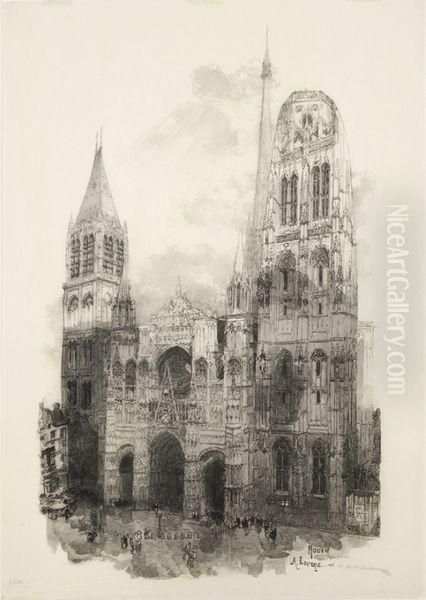 La Cathedrale De Rouen Oil Painting by Auguste Lepere