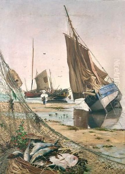 ?retour De Peche A Dieppe?. Oil Painting by Ludovic Lepic