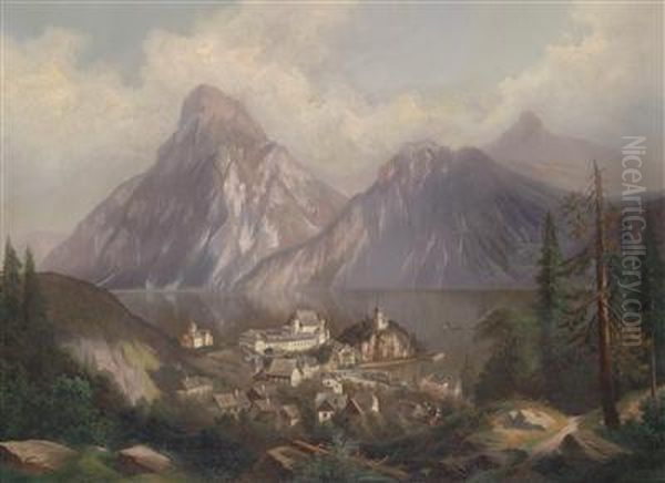 View Of Traunkirchen Oil Painting by Ferdinand Lepie