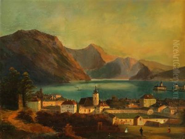 A View Of Gmund Oil Painting by Ferdinand Lepie