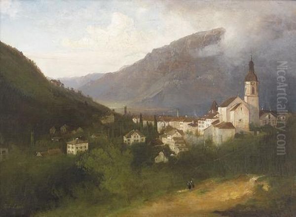 Ansicht Von Chur Mit Kathedrale St. Maria Himmelfahrt Oil Painting by Ferdinand Lepie