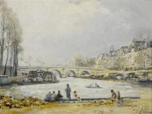 La Seine Au Pont Marie Oil Painting by Stanislas Lepine