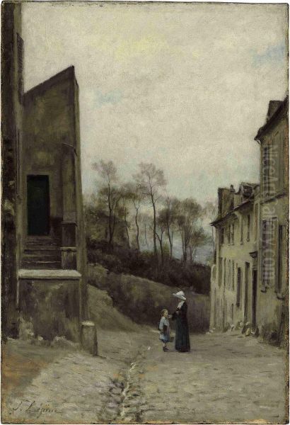 Montmartre, La Rue Cortot Oil Painting by Stanislas Lepine