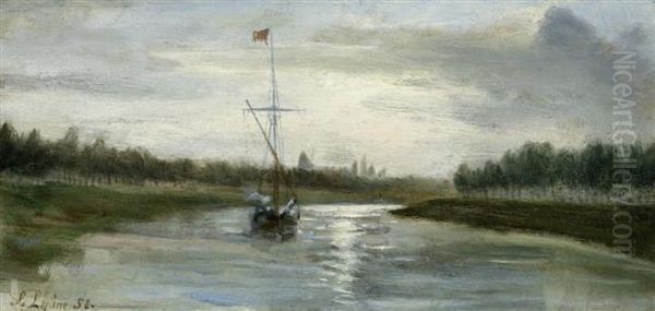 L' Orne Vers La Route De Louvigny. Environ De Caen Oil Painting by Stanislas Lepine