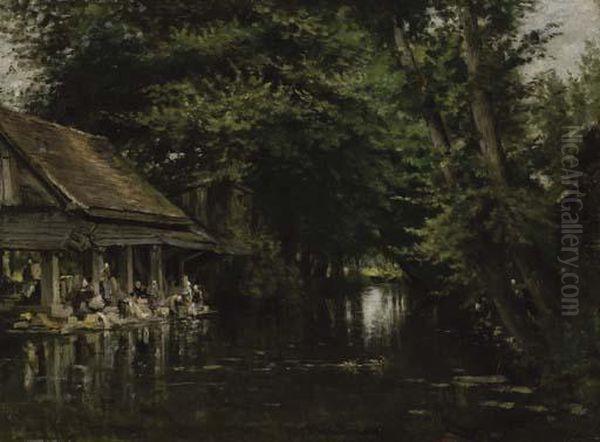 Lavoir Aux Environs De Caen Oil Painting by Stanislas Lepine