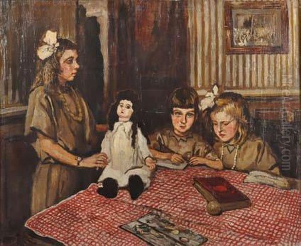 Les Trois Soeurs Quizet Oil Painting by Marcel Leprin