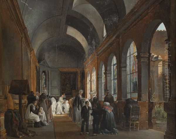 Paar Gemalde: Die Heilige Kommunion Und Die Hochzeit Oil Painting by Robert Leopold Leprince