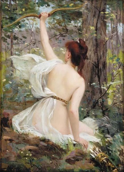 The Huntress Oil Painting by Eugene Louis Lequesne