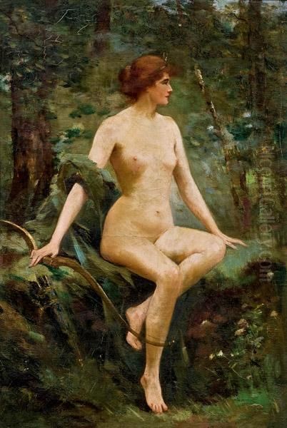 Frauenakt (diana) Oil Painting by Fernand Lequesne