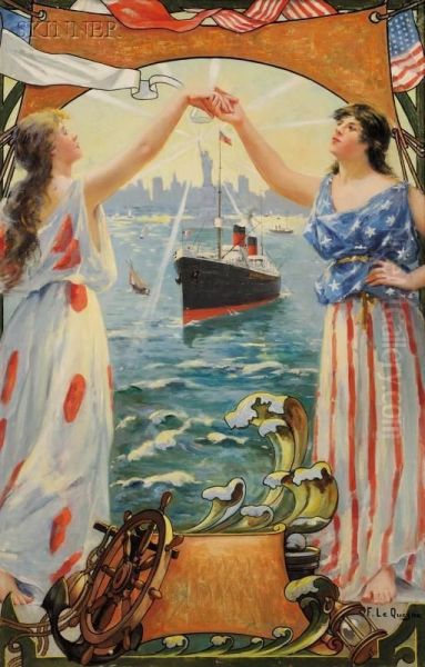 Lady Liberty Leading The Way Oil Painting by Fernand Lequesne