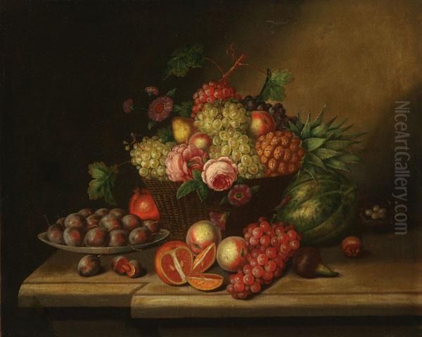 Still Life With Fruit Oil Painting by Leo Lerch