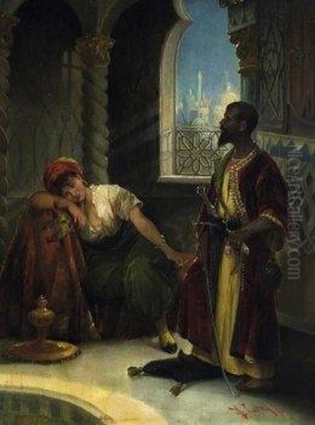 Othello And Desdemona Oil Painting by Leo Lerch