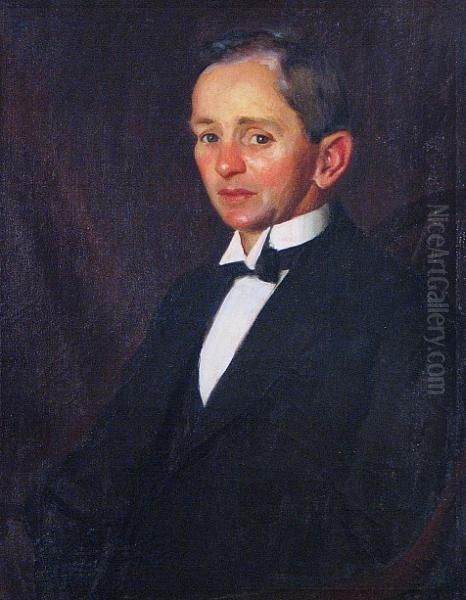 A Portrait Of A Gentleman In A Black Coat Oil Painting by Walter Lerche