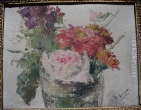 Bouquet De Roses Oil Painting by Henri Lerolle