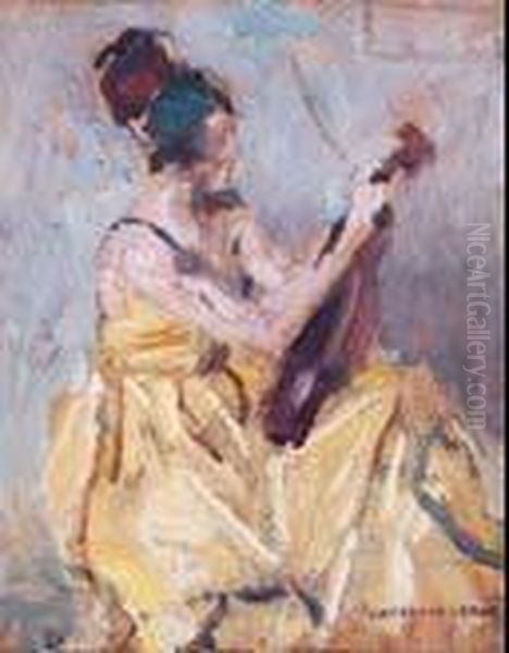 La Musicienne Oil Painting by Auguste Leroux