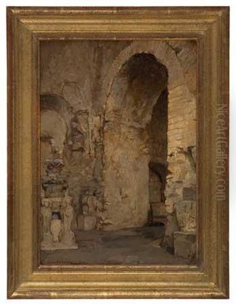 Vue D'un Arc Romanesque Oil Painting by Auguste Leroux