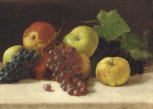 Still Life With Apples And Grapes Oil Painting by Louis Joseph Leroy