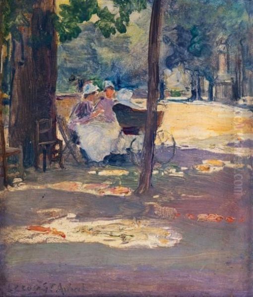 Nourrices Dans Un Parc Oil Painting by Charles Leroy-Saint-Auber