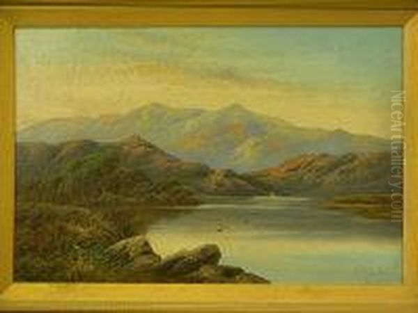 Lake District Or Scottish Loch Scenes Oil Painting by Charles Leslie