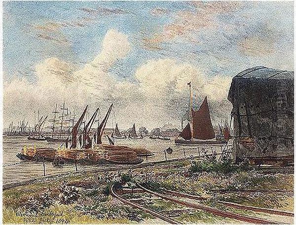 Woolwich Dockyard Oil Painting by Francis Seymour Leslie