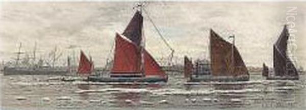 Woolwich Dockyard Oil Painting by Francis Seymour Leslie