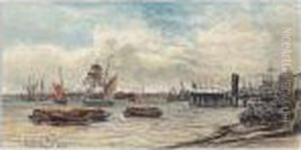 Woolwich Reach Oil Painting by Francis Seymour Leslie