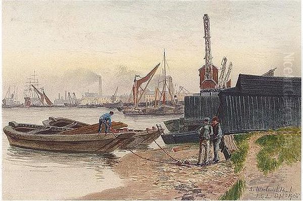 Thames In Woolwich Reach Oil Painting by Francis Seymour Leslie