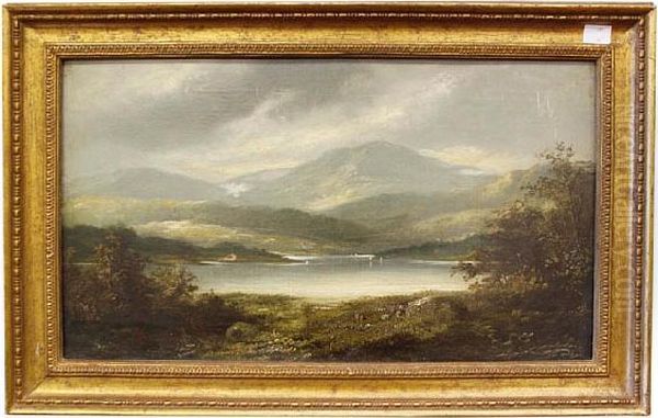 Loch Landscape Oil Painting by G. Leslie