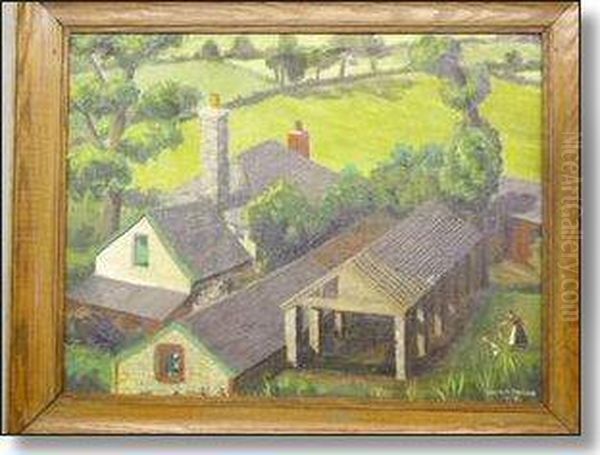 A Gower Farmhouse Oil Painting by Thomas Leslie