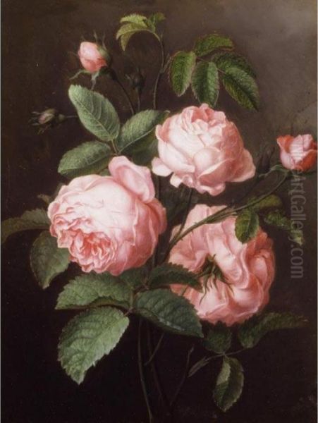 A Sprig Of Roses Oil Painting by Ange Louis Guillaume Lesourd De Beauregard