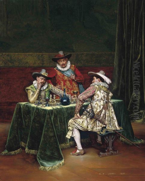 Checkmate Oil Painting by Adolphe-Alexandre Lesrel