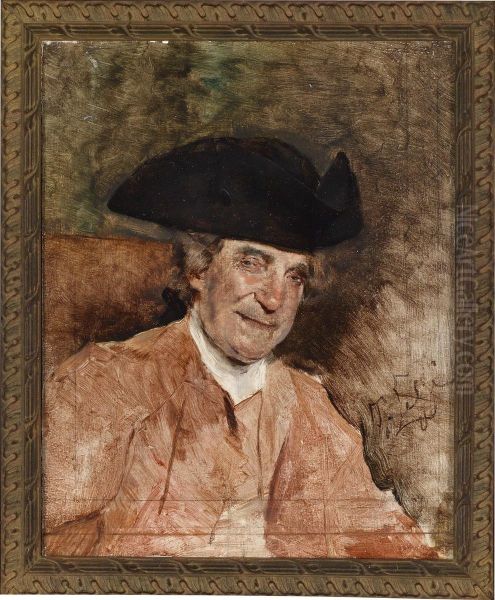 Portrait Of A Gentleman In A Tricorne Oil Painting by Tito Giovanni Lessi