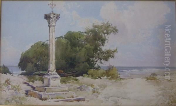 Colonne Romane Aux Saintes-maries-de-la-mer Oil Painting by Ernest Louis Lessieux