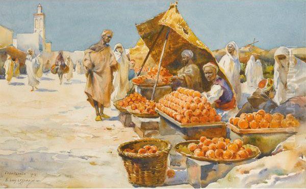 Marche Aux Oranges Oil Painting by Ernest Louis Lessieux