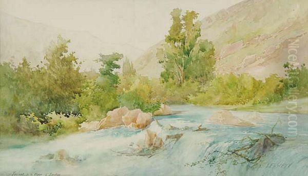 Torrent De La Pique A Luchon Oil Painting by Ernest Louis Lessieux