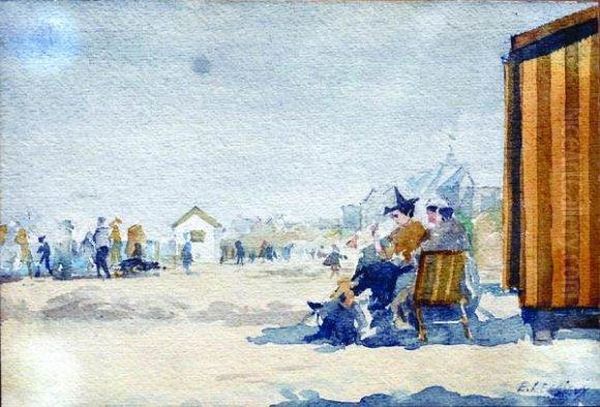 La Plage Oil Painting by Louis Ernest Lessieux