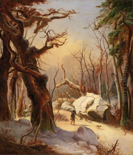 Winterlandschaft Mitjager Oil Painting by Carl Friedrich Lessing