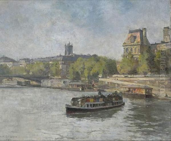 Vue Du Quai De L'hotel De Ville Oil Painting by Henri Emile Lessore