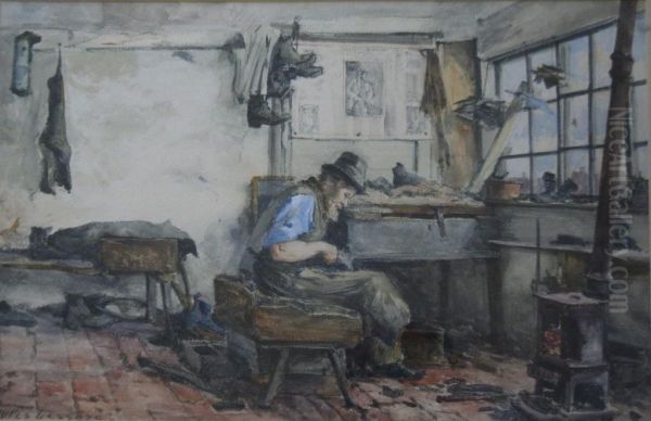 The Old Shoemaker Oil Painting by Jules Lessore