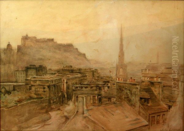 View Of Edinburgh Oil Painting by Jules Lessore