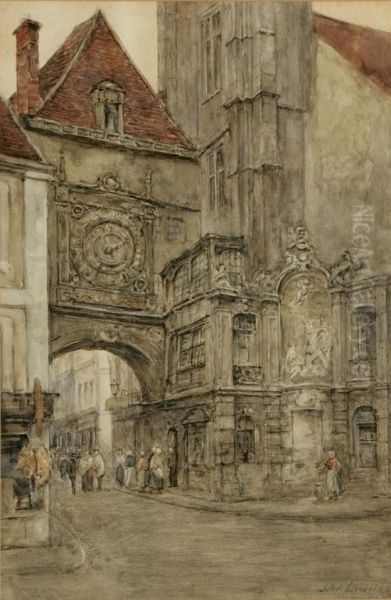 Vue De Le Gros-horloge, Rouen Oil Painting by Jules Lessore