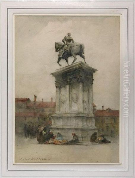 Statue Du Colleoni Venice Oil Painting by Jules Lessore