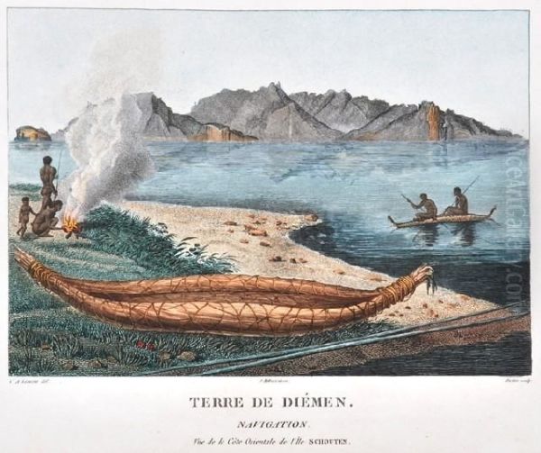 Terra De Diemen: Vue De La Cote Orientale De L'ile Oil Painting by Lesueur, Charles Alexandre