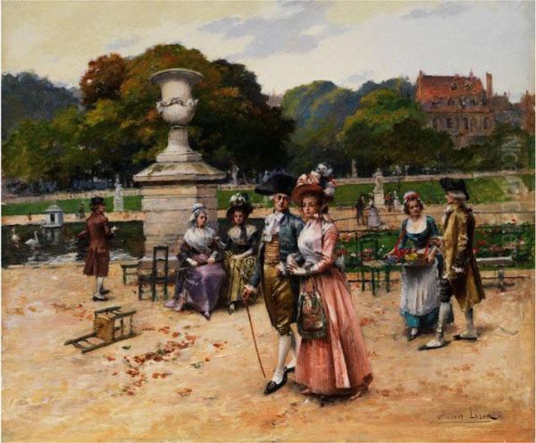 Galante Gesellschaft Imschlosspark Oil Painting by Henri Victor Lesur