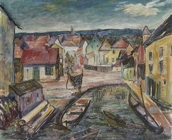 Kleiner Hafen. Oil Painting by Alfons Letailleur