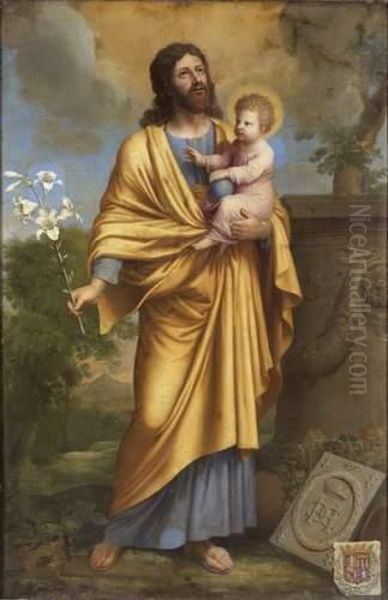 Joseph Et L'enfant Jesus Oil Painting by Pierre Letellier