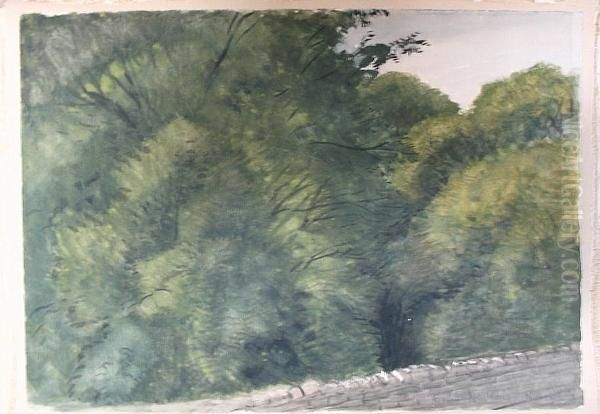 'bainbridge, Yorks.', Woodland By A Stone Wall by William Richard Lethaby