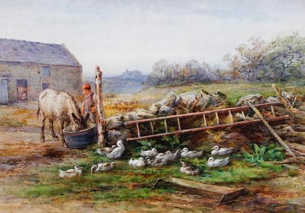 Feeding Time Oil Painting by J.B. Lethen