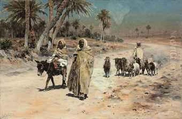 Arab Sheep Herders Oil Painting by Antonino Leto