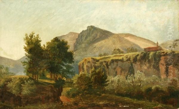 Sudtiroler Gebirgslandschaft Oil Painting by August Wilhelm Leu